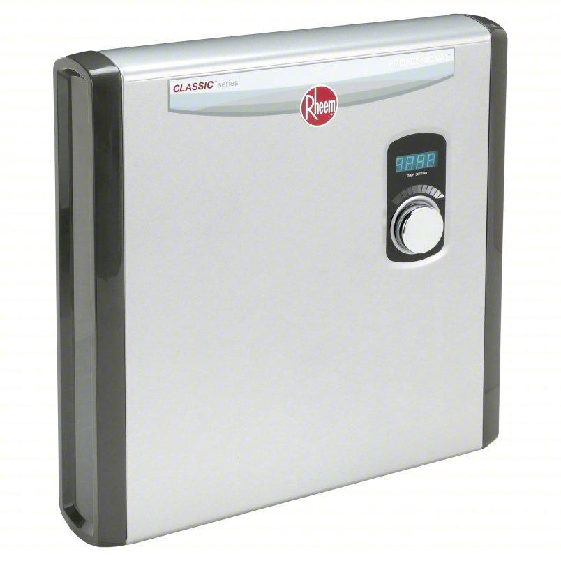 Modern tankless water heater installed on a wall