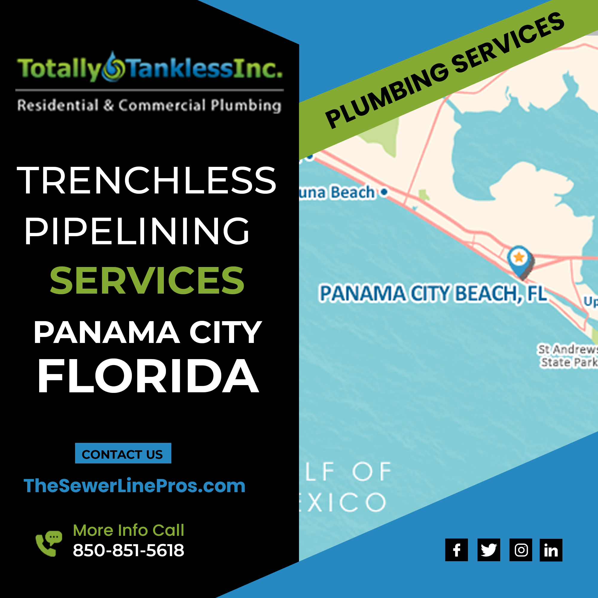 Panama City Trenchless Pipelining Plumbers