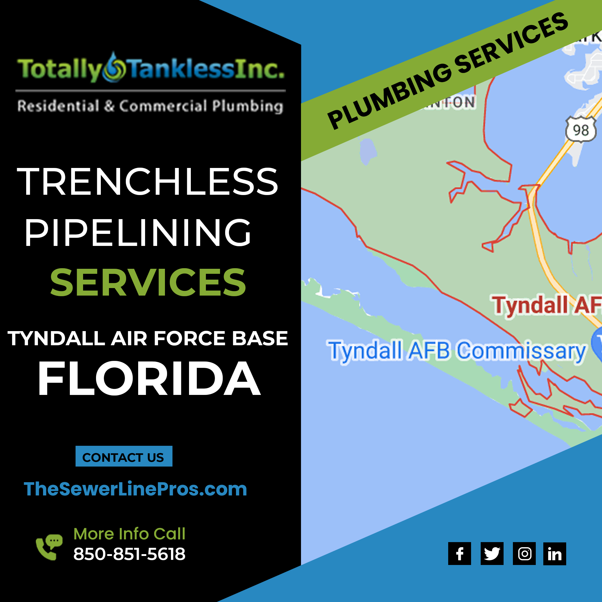 Tyndall Air Force Base Trenchless Pipelining Plumbers