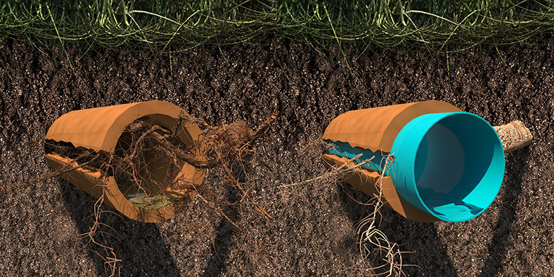 Trenchless sewer pipe repair method