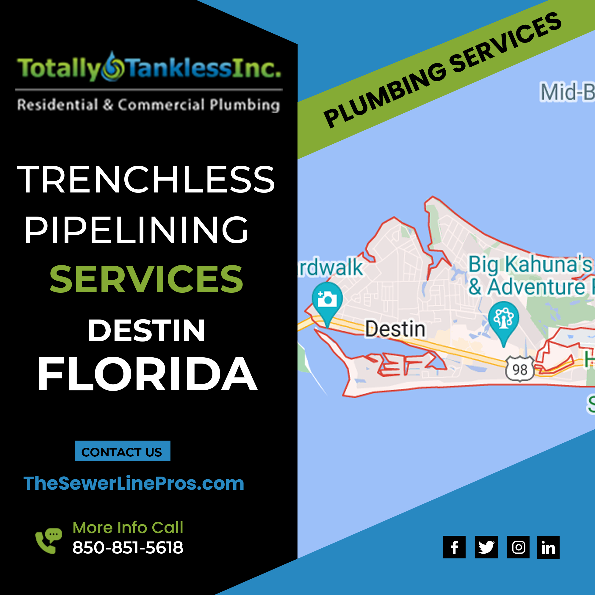 Destin Fl. Trenchless Pipelining Plumbers & Tankless Water Heater