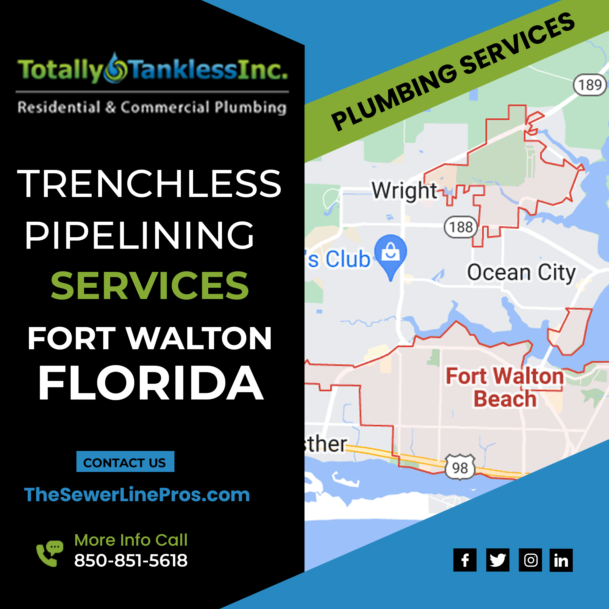 Fort Walton Beach Trenchless Pipelining Plumbers