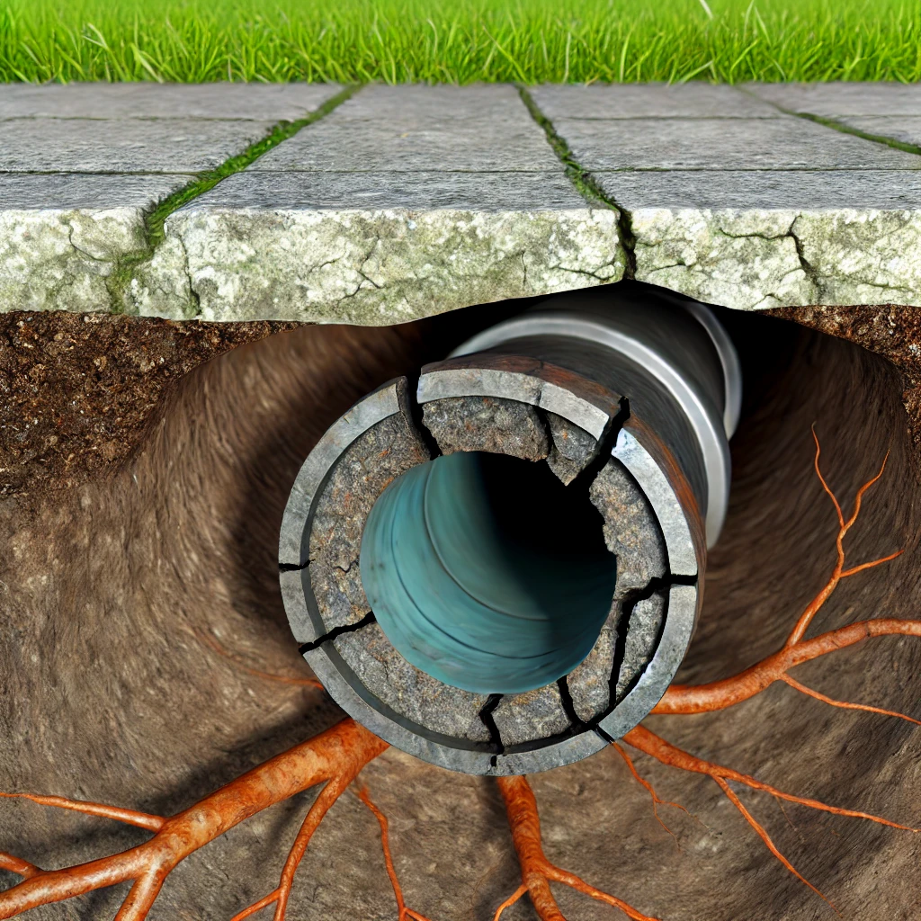 Severely Damaged Underground Sewer Pipe