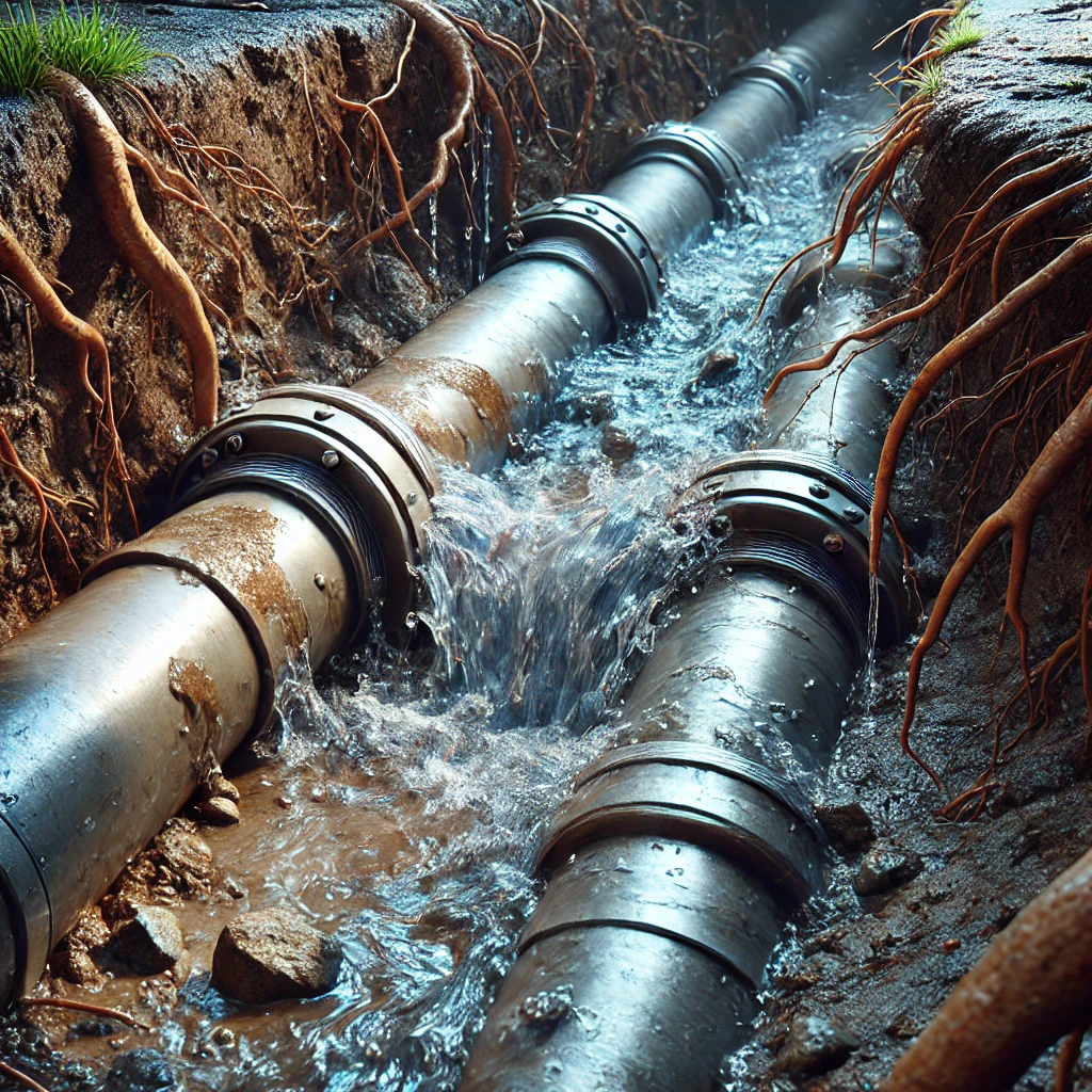 Underground View of Leaking Pipe Joints