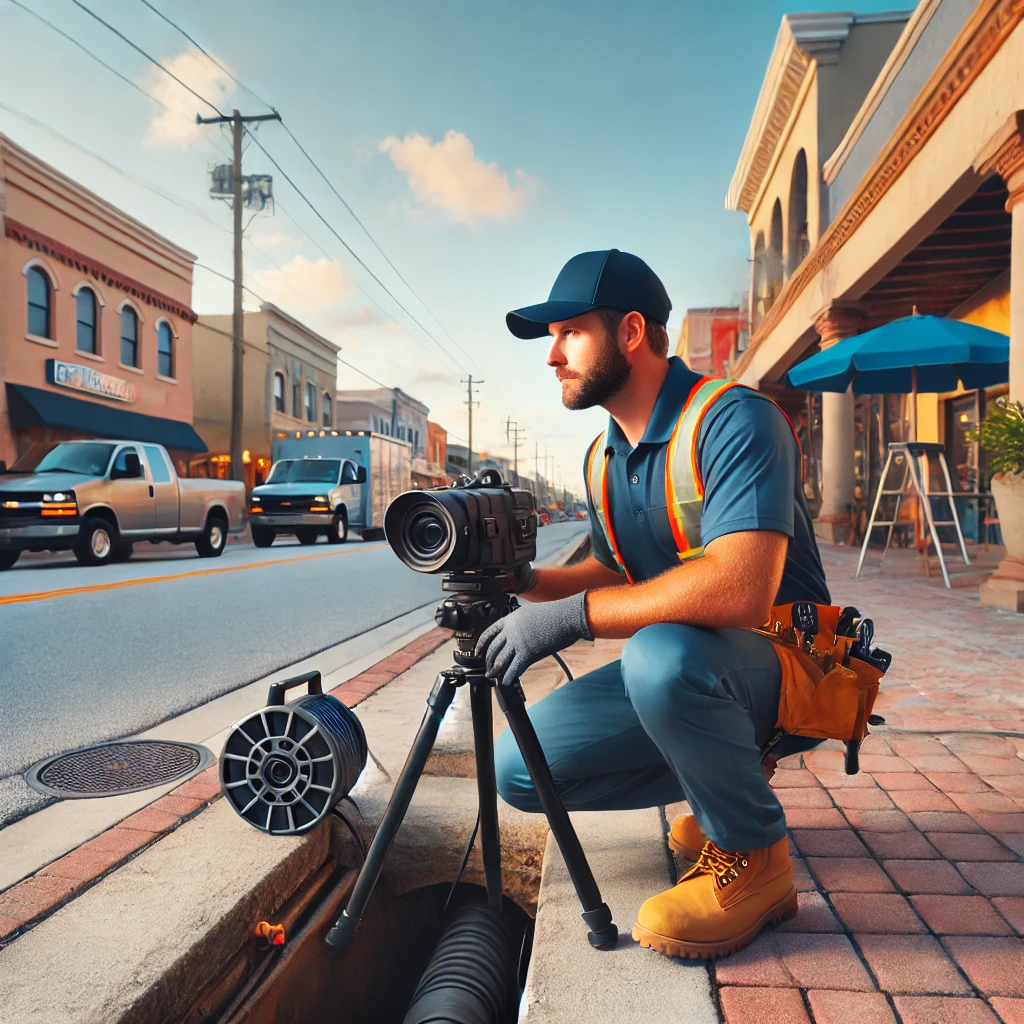 Technician Performing a No-Dig Video Pipe Inspection in Niceville