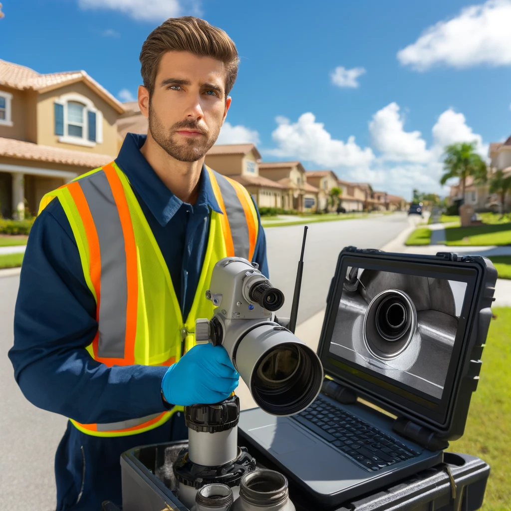 Professional Technician Conducting a Video Pipe Inspection