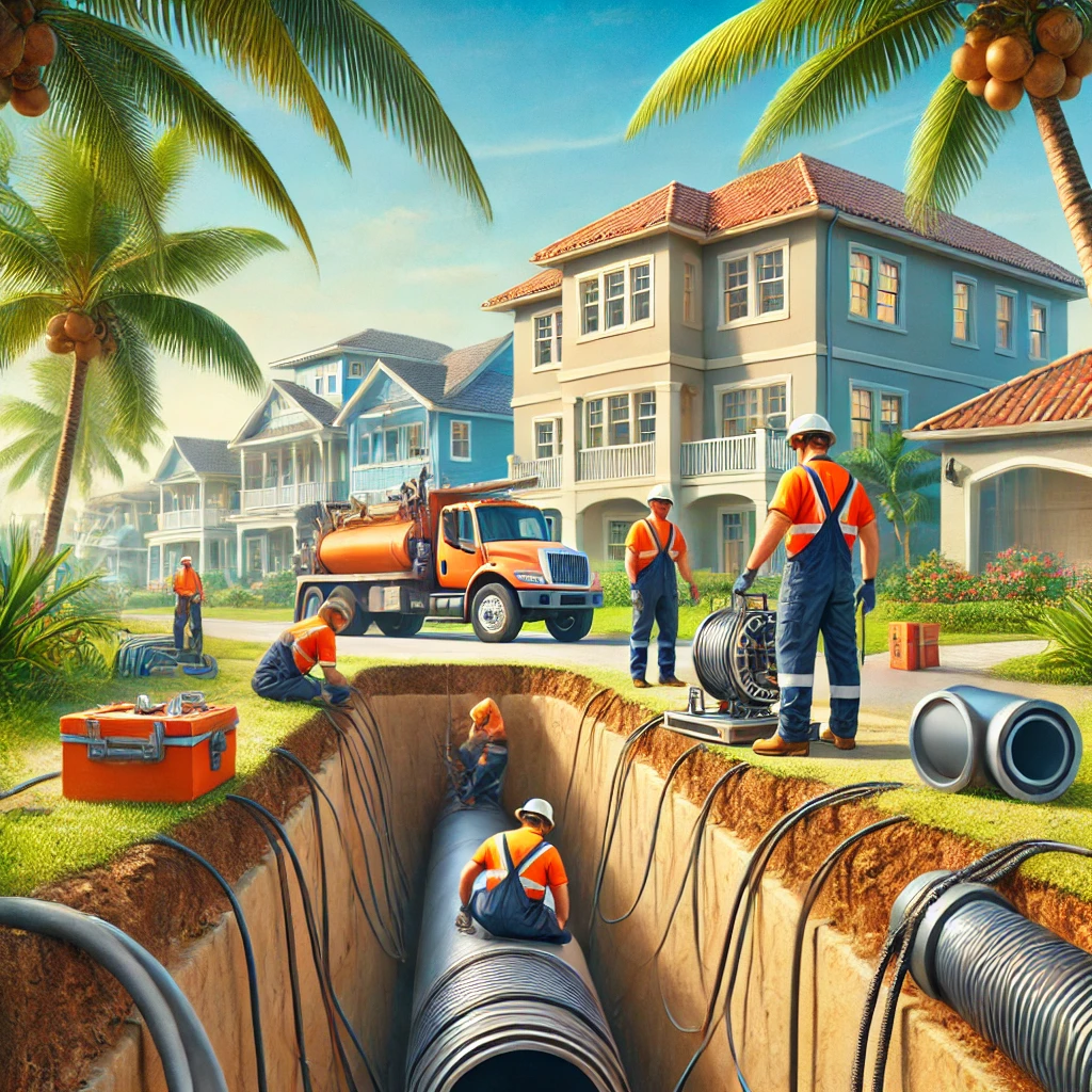 Technicians Performing Trenchless Pipe Repair in Valparaiso Residential Area