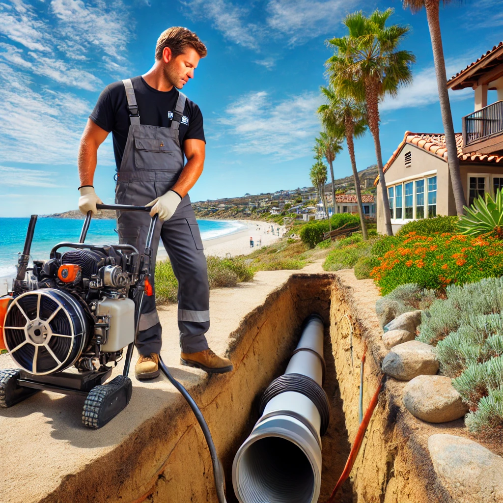 Technicians Performing Trenchless Pipe Relining in Coastal Laguna Beach